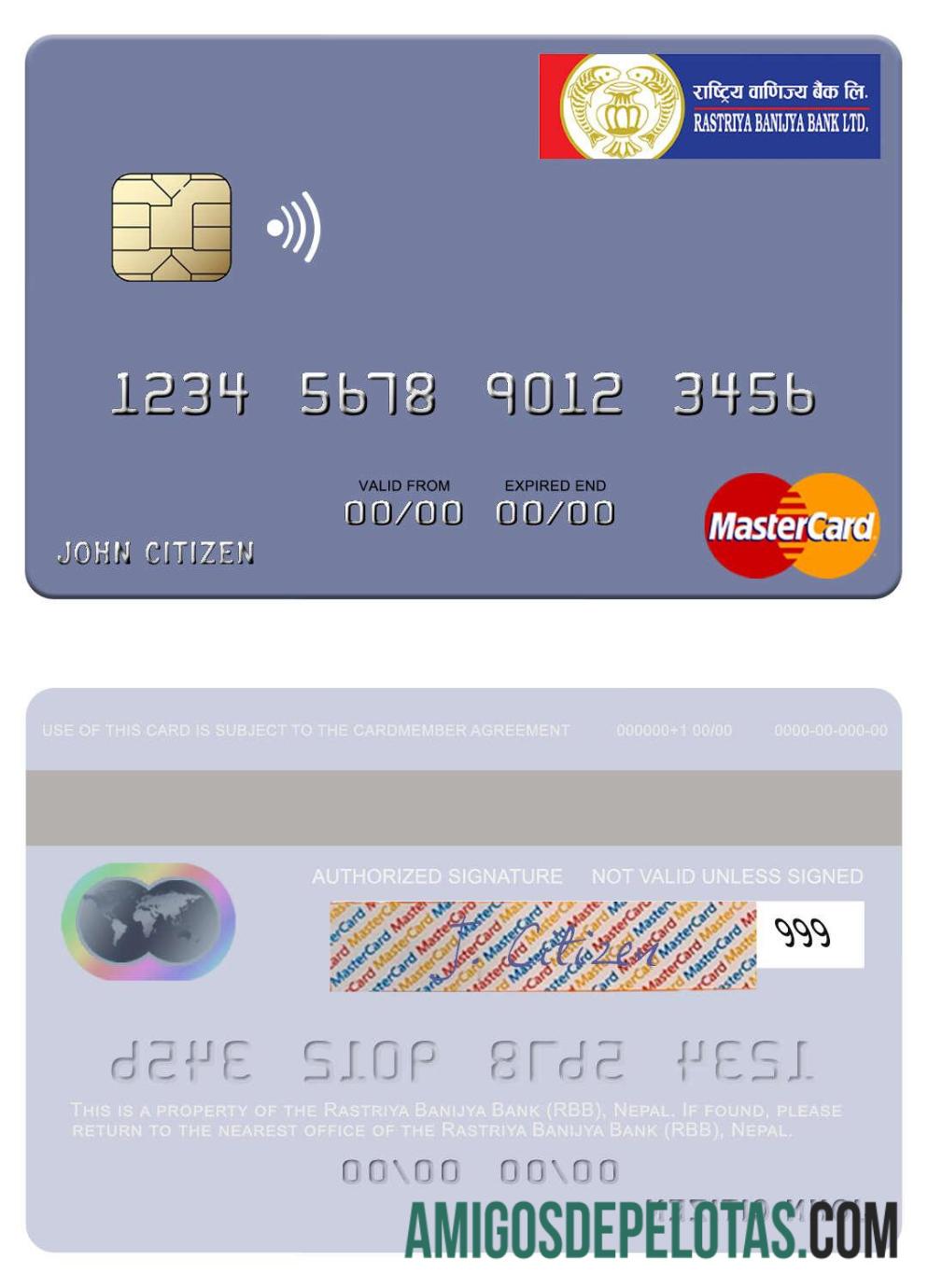 Nepal Rastriya Banijya Bank (RBB) Mastercard download for verification
